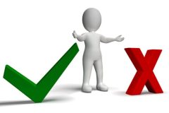 Tick And Cross Symbols In Front Shows Choice Or Decision