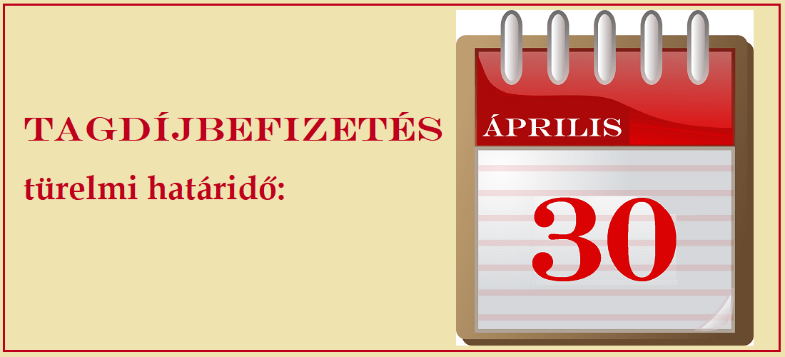 Türelmi határidő: SINOSZ-tagdíj befizetése április 30-ig!