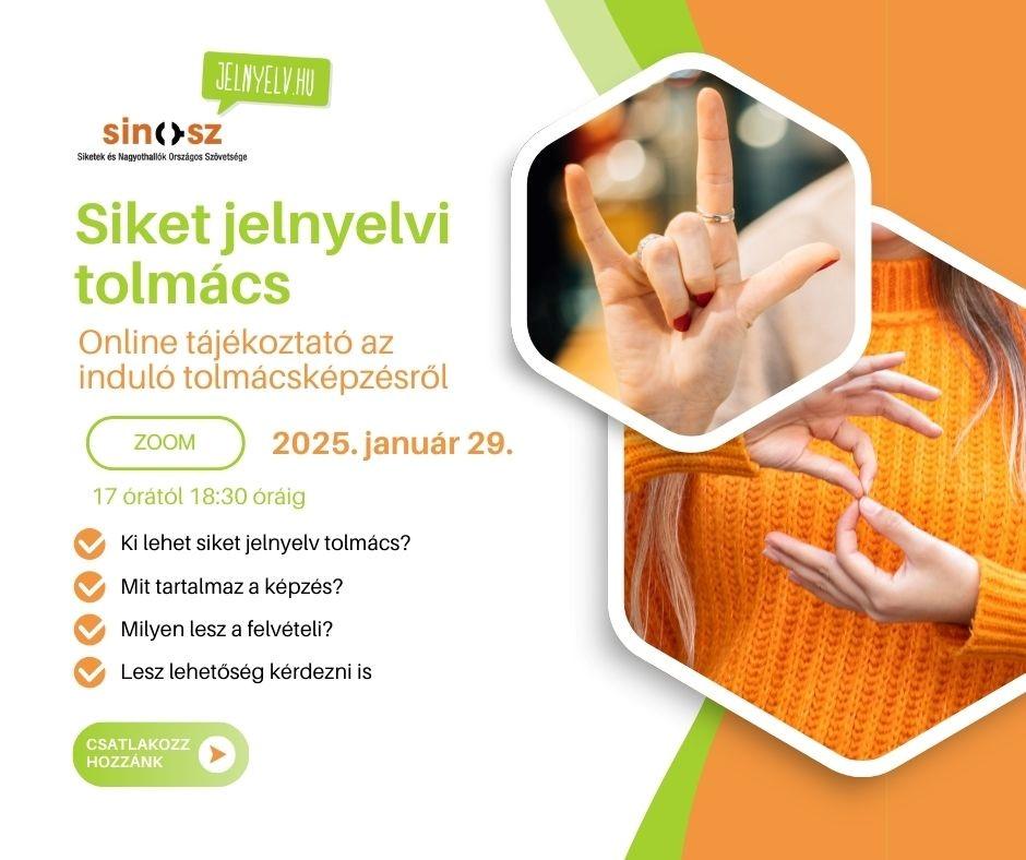 Siket jelnyelvi tolmács – online tájékoztató a SINOSZ új tolmácsképzéséről